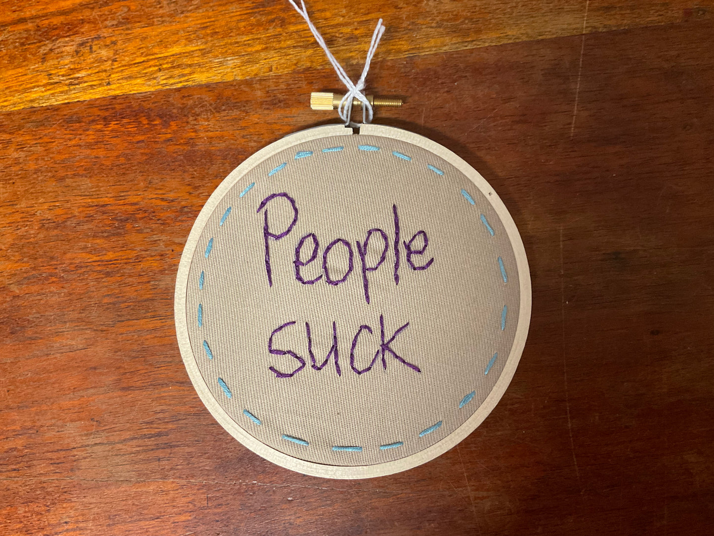 Naughty Corner Embroidery - People Suck 10cm