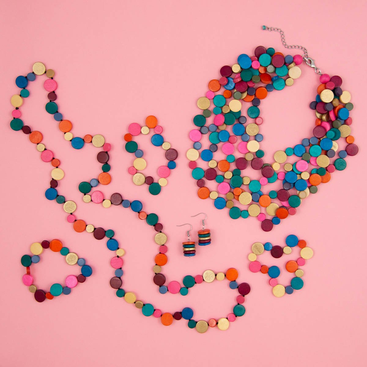 Winter Smartie Tiered Wood Necklace