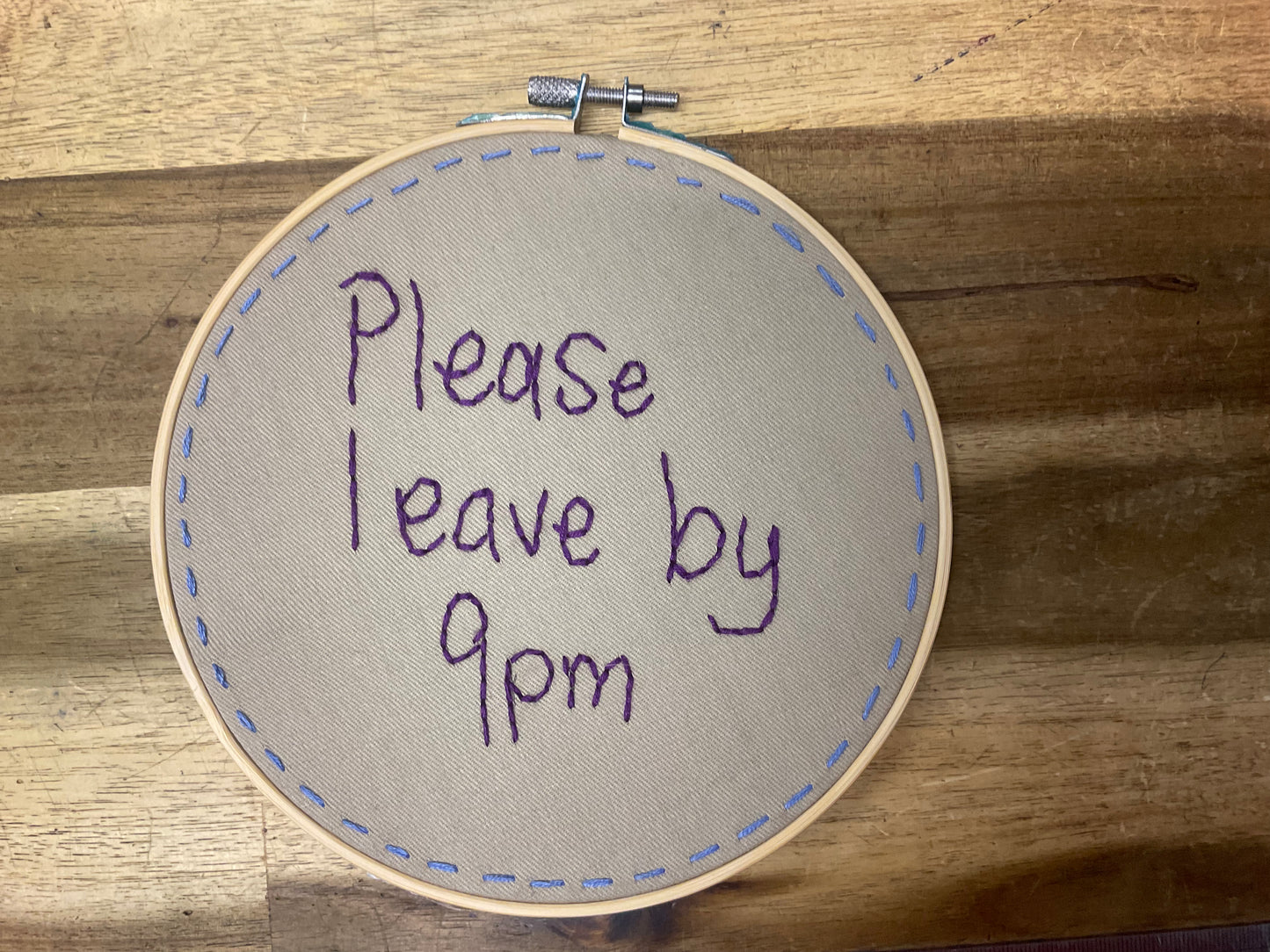 Naughty Corner Embroidery -Please Leave By 9pm 15cm