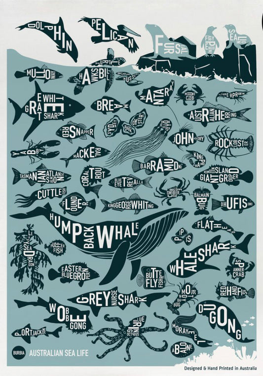 Australian Sea Life Tea Towel