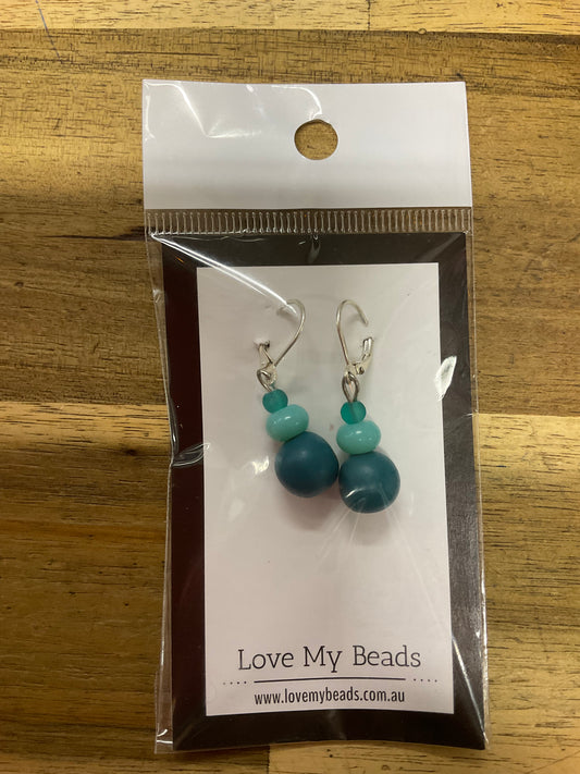 Earrings Beaded Drop Teal