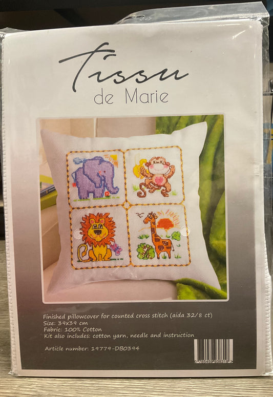 Tissu de Marie Cross Stitch Pillow Kit African Animals