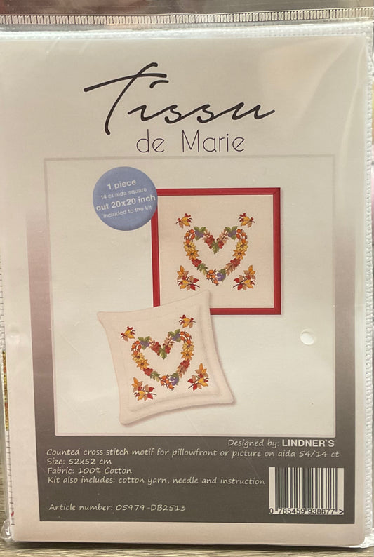 Tissu de Marie Cross Stitch Pillow Kit Hearty Leaves