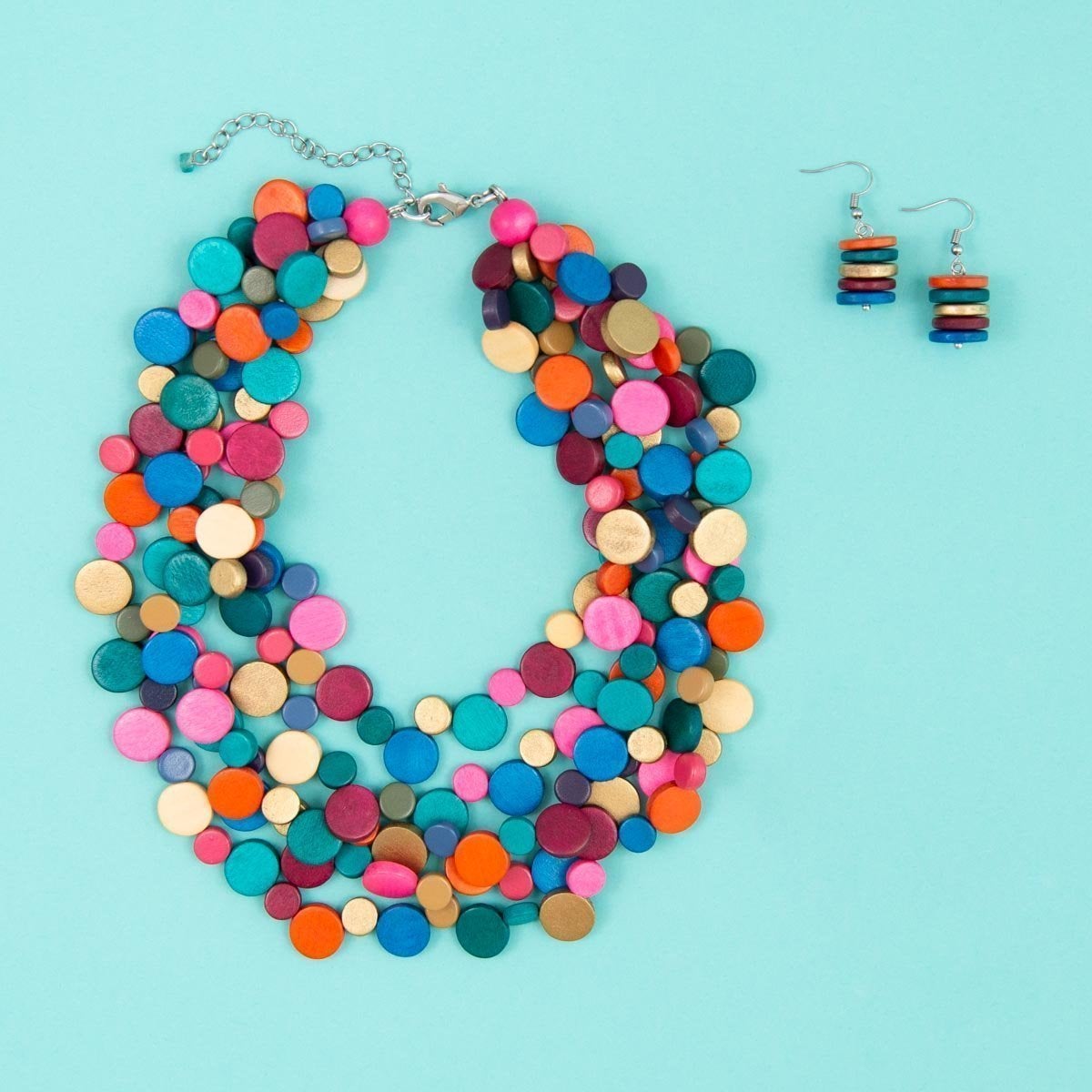 Winter Smartie Tiered Wood Necklace