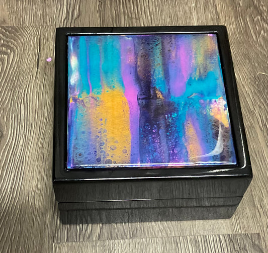 Hand poured Resin Trinket Box Rusty Metal