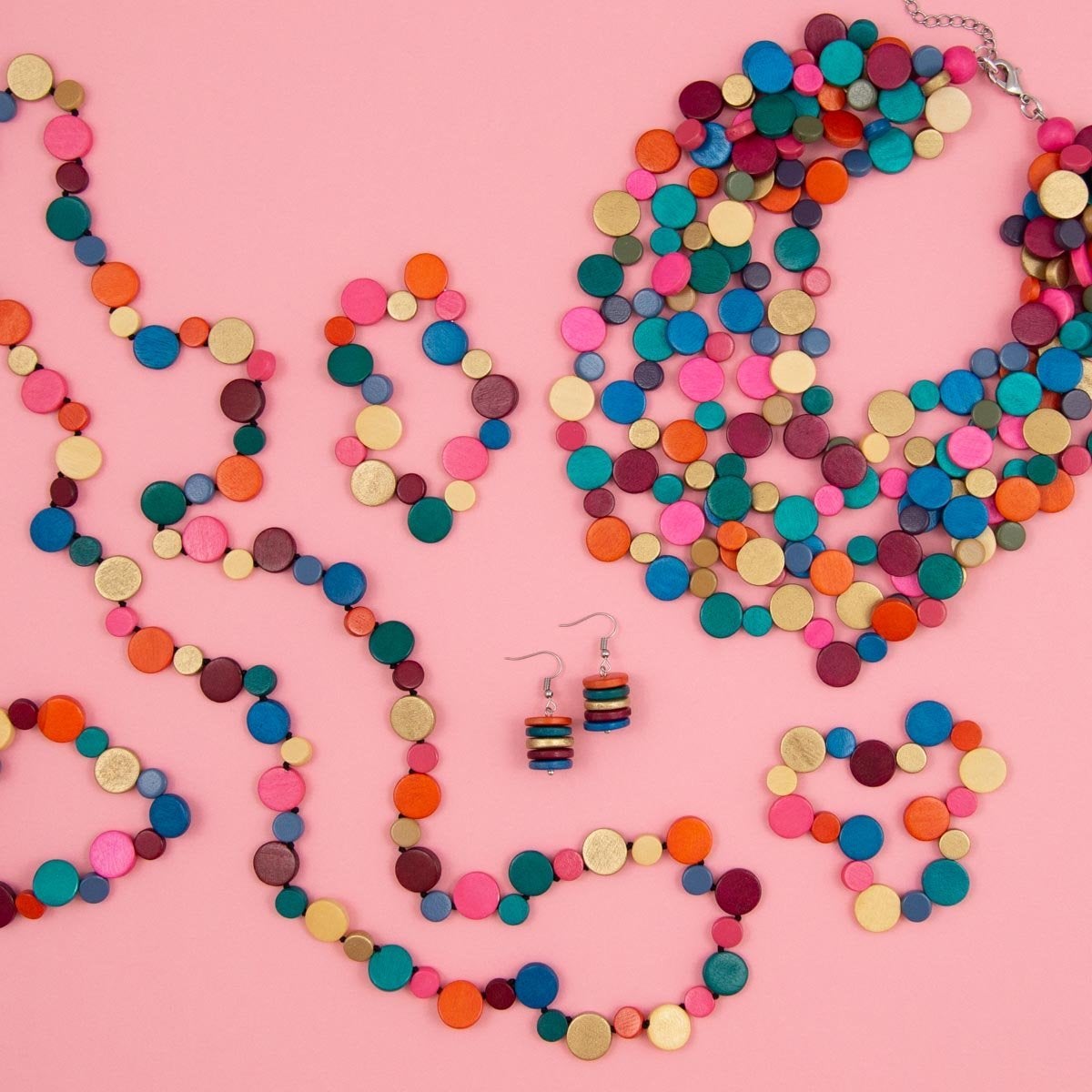 Winter Smartie Tiered Wood Necklace