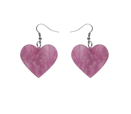 Essential Earrings Solid Heart Ripple Resin Drop Mauve