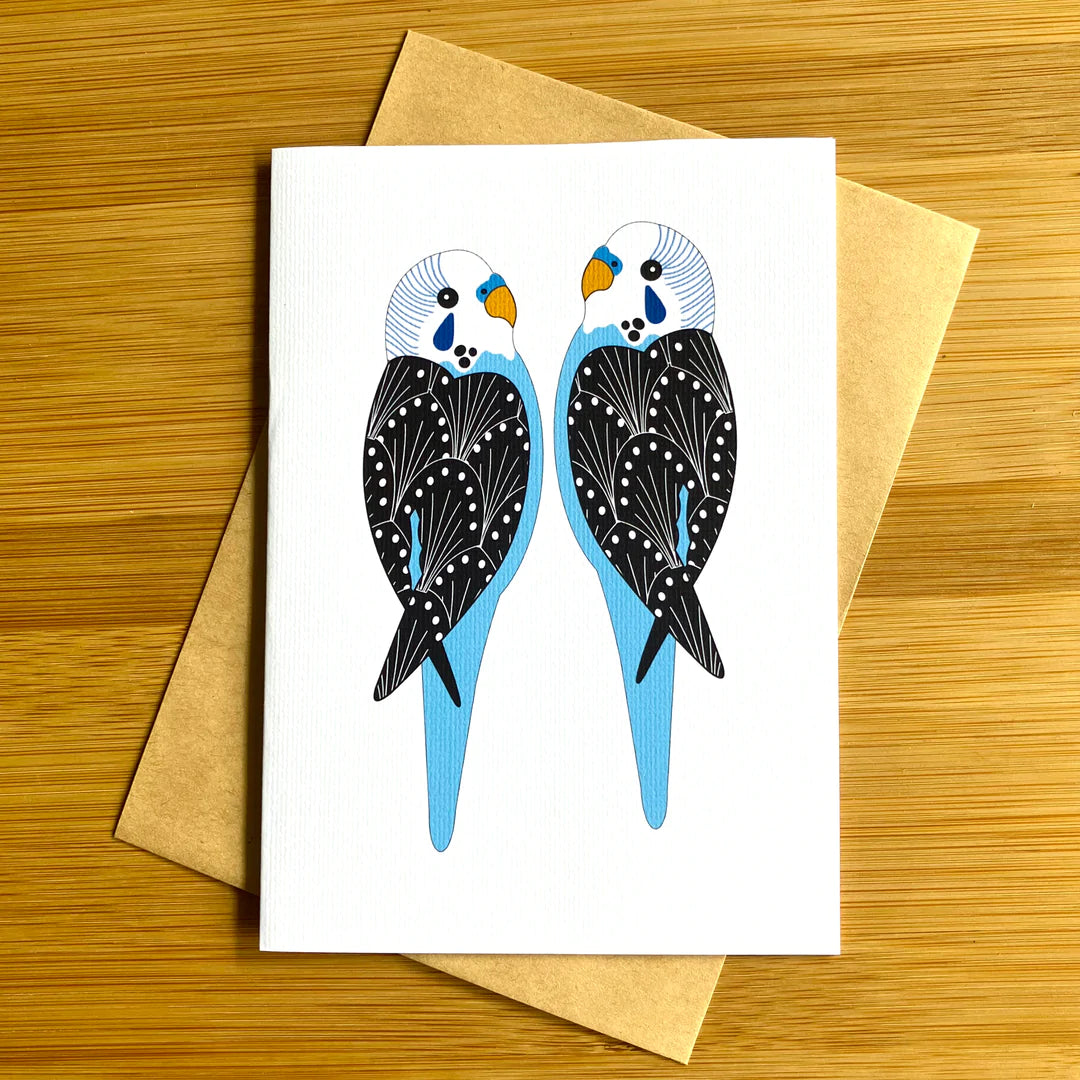 Card Blue Budgies