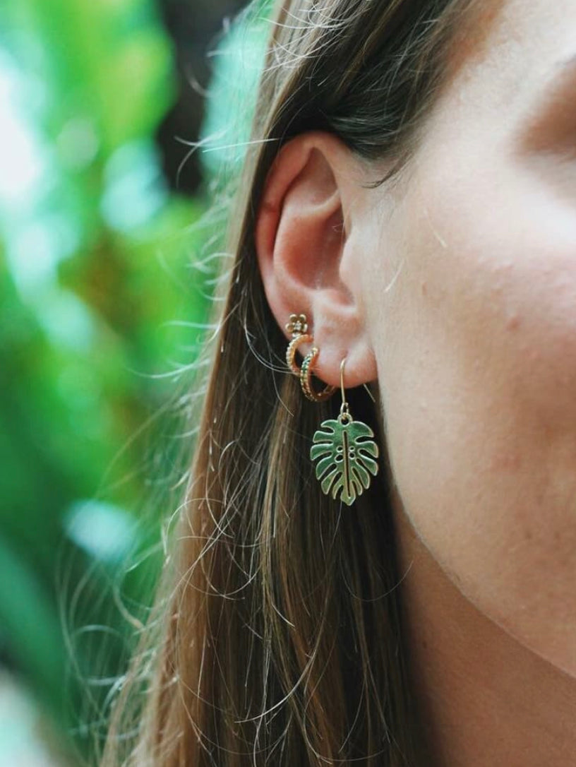 Monstera Leaf Earrings Gold