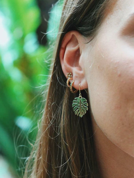 Monstera Leaf Earrings Gold