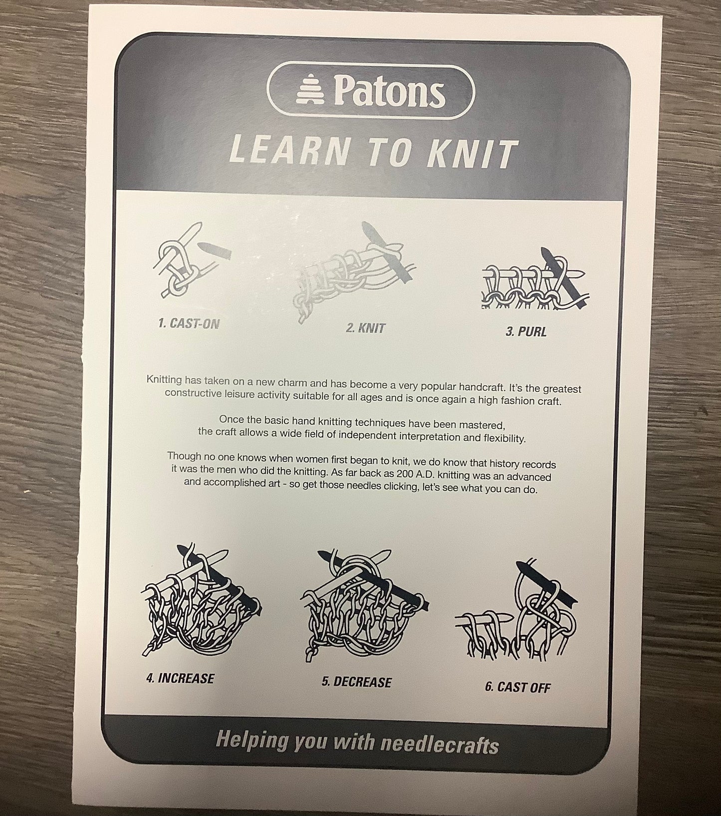 Learn to Knit Patons Leaflet