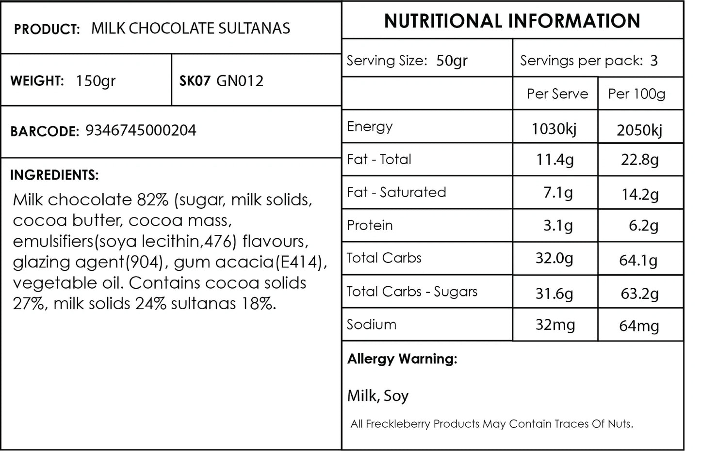 Grab Bag Milk Chocolate Sultanas