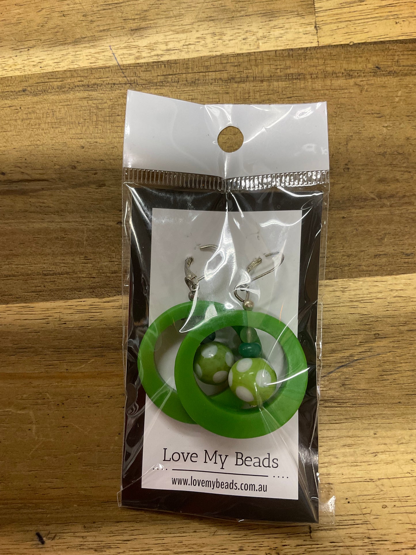 Earrings Resin Donut Lime Green