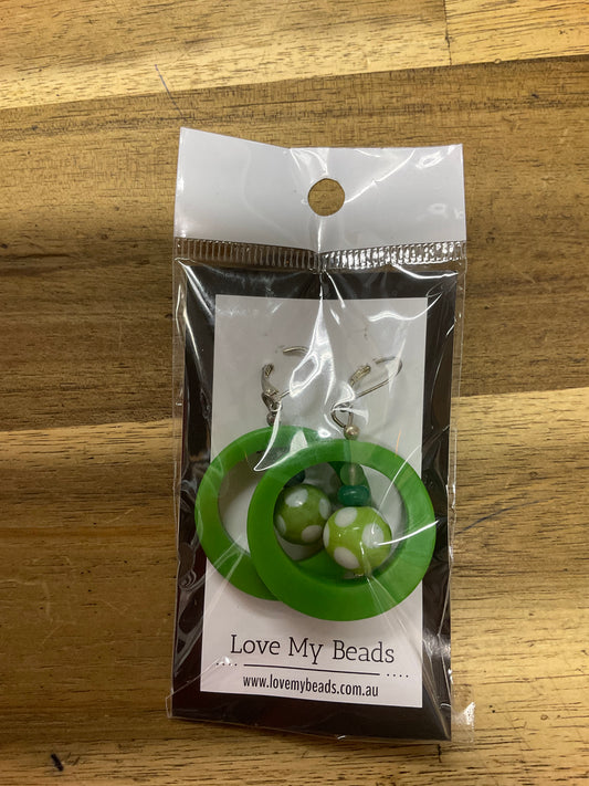 Earrings Resin Donut Lime Green