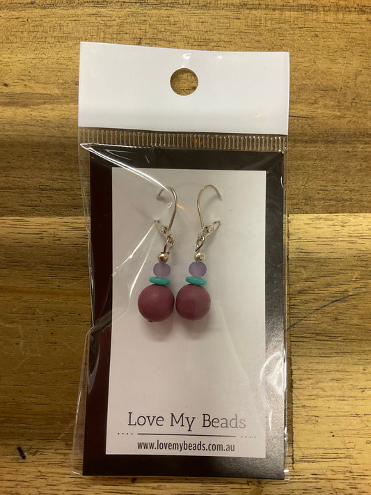 Earrings Beaded Drop Dusty Pink