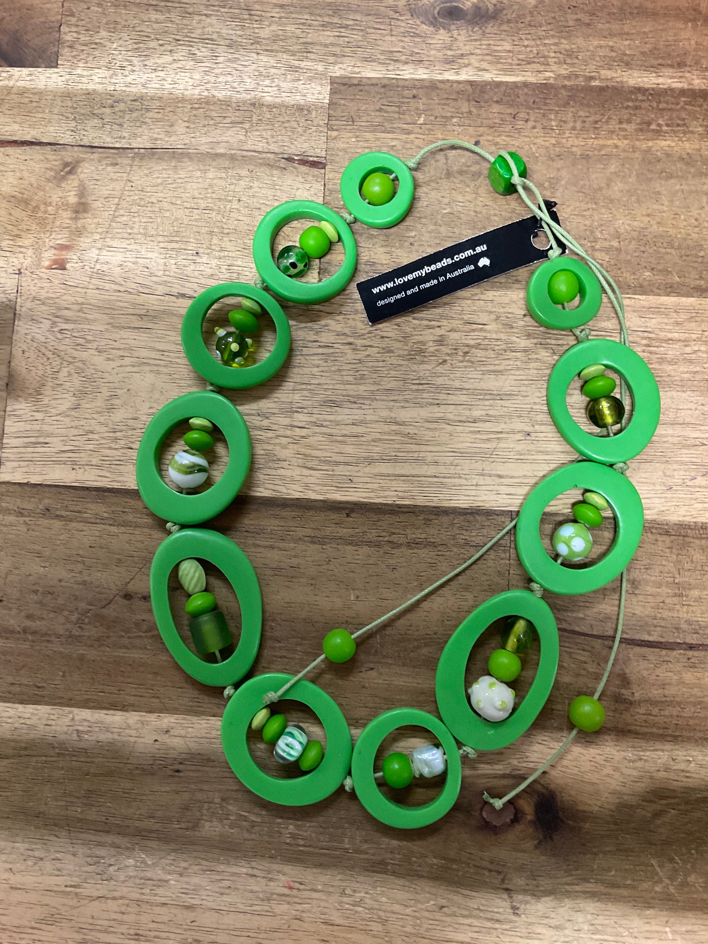 Resin Donut Adjustable Necklace - Lime Green