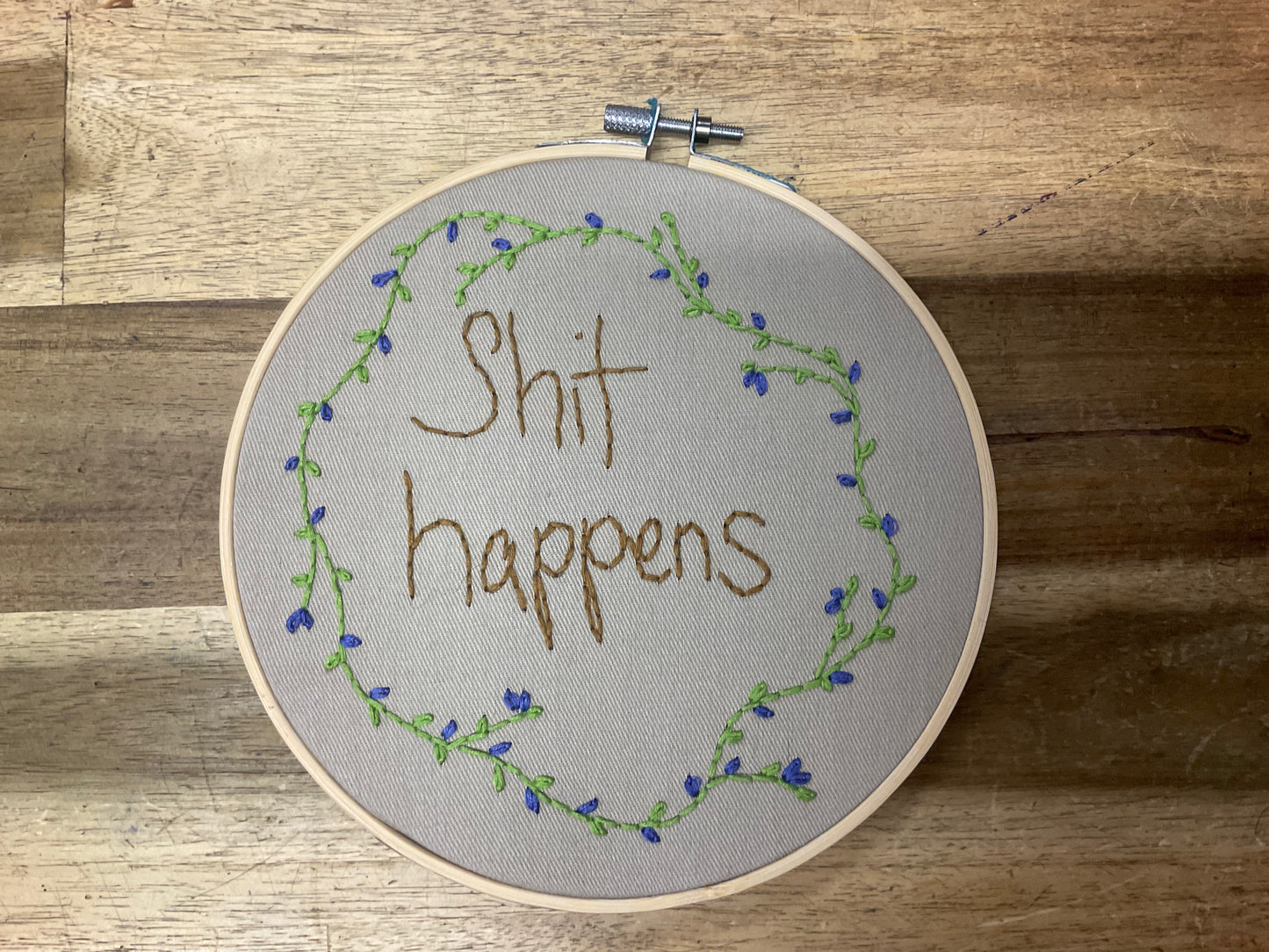 Naughty Corner Embroidery -Sh*t Happens 15cm