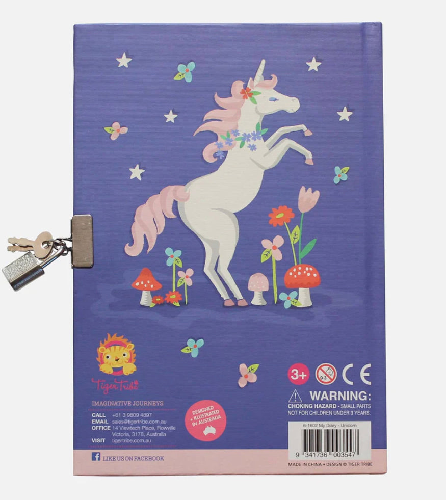 Lockable Diary - Unicorn Rainbows