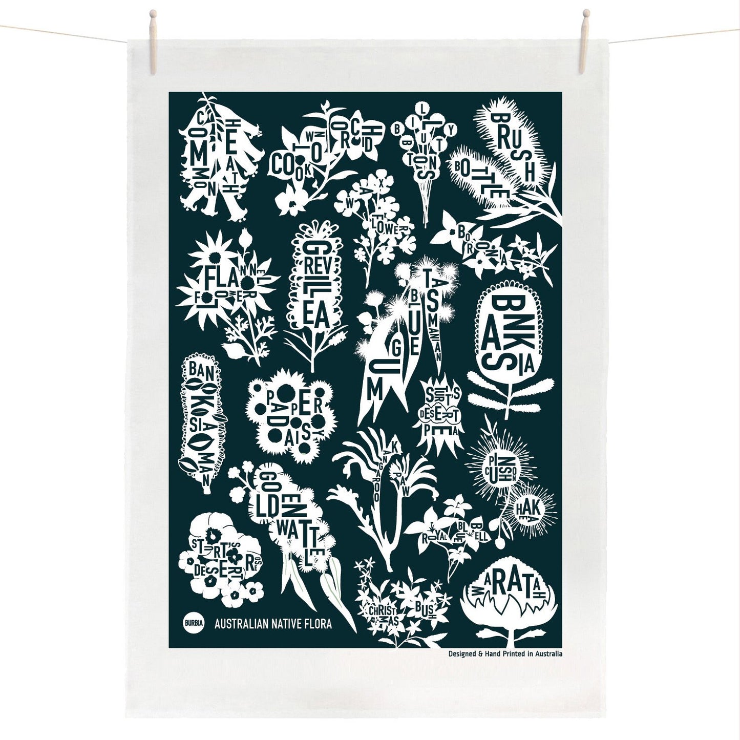 Classic Australian Native Flora Tea Towel