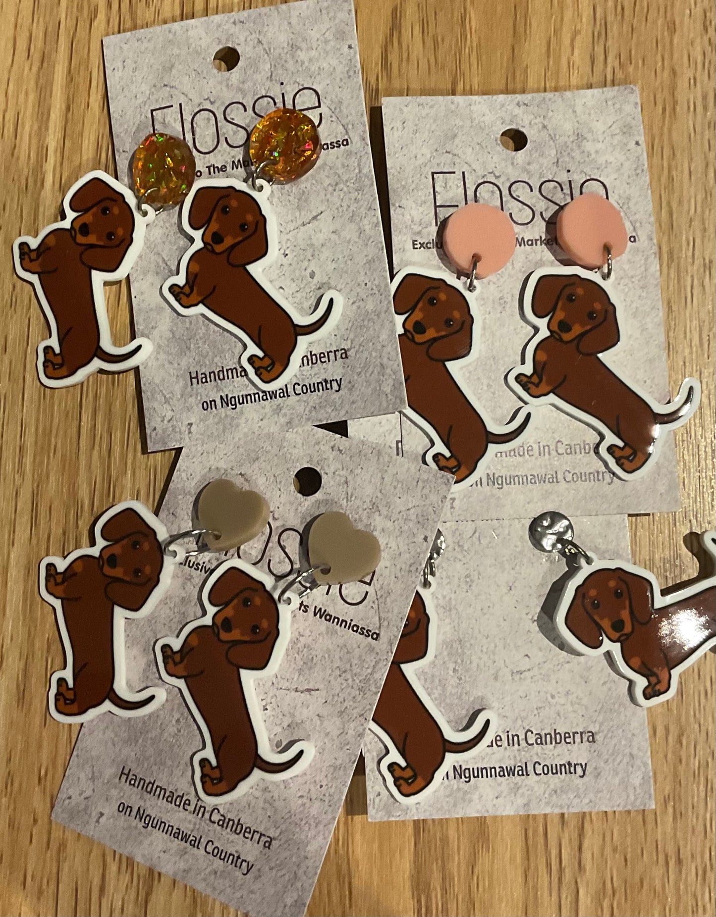 *Earrings Sausage Dog Dangles