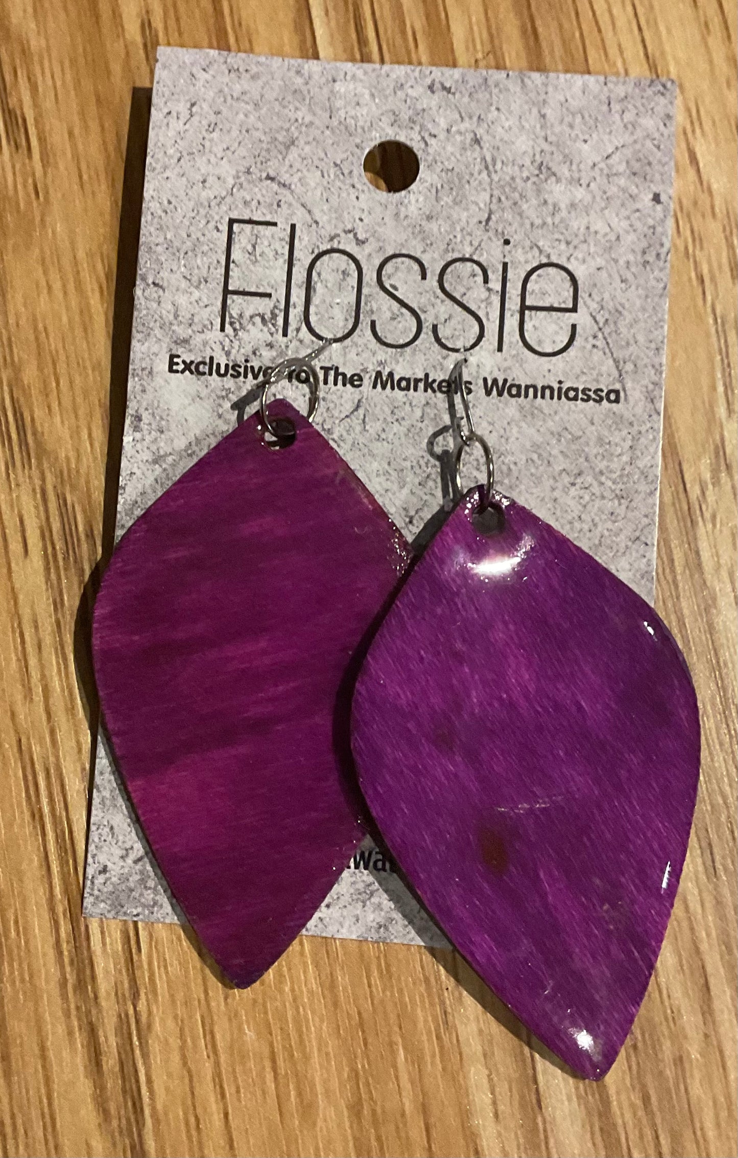 *Earrings Hand Painted Purple Resin Dangles