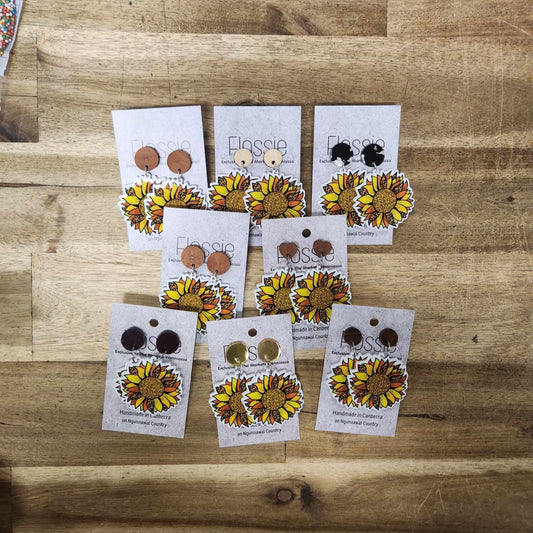 Earrings Leopard Sunflowers Dangles