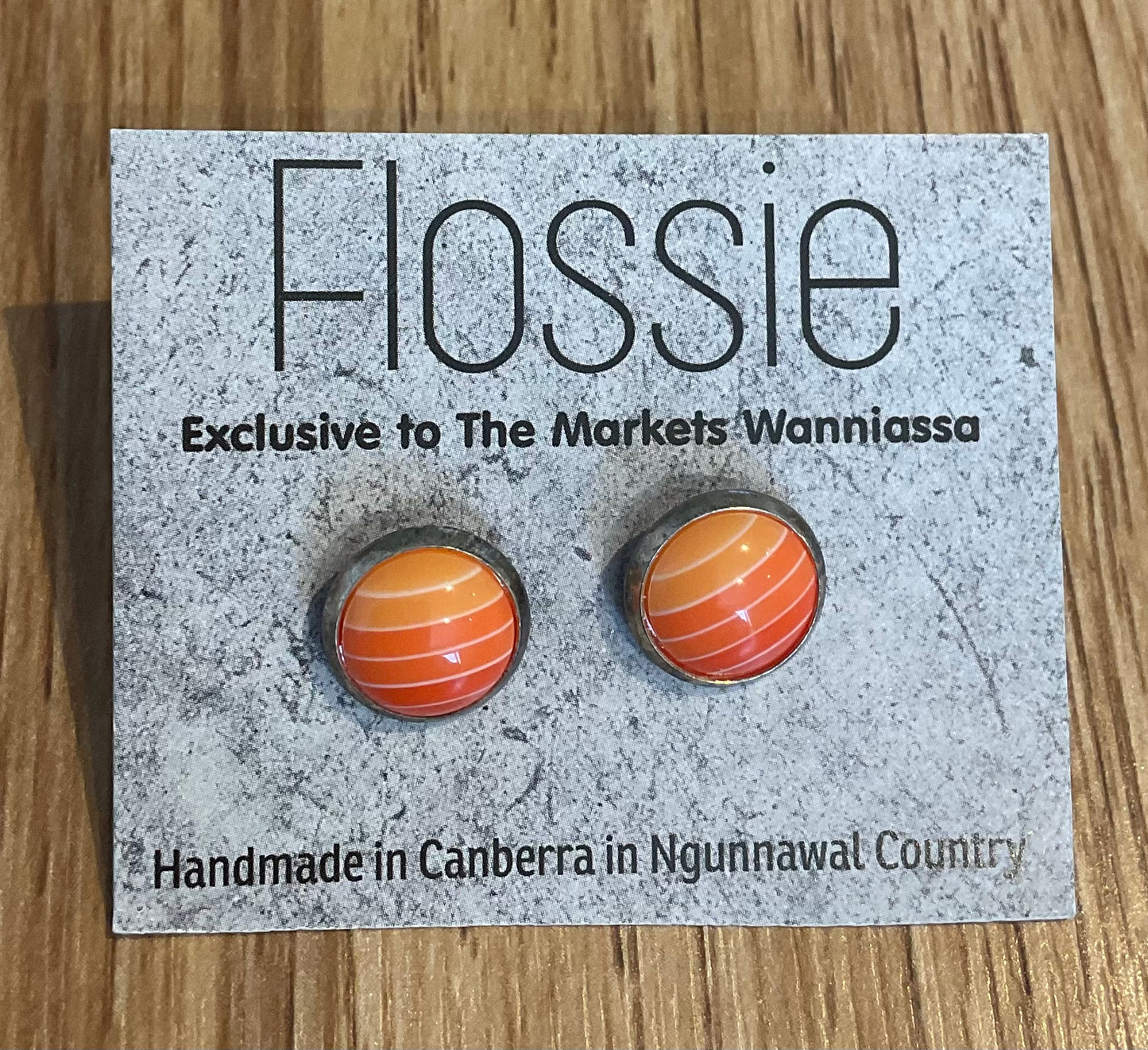 *Earrings Orange Stripes Studs