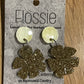 *Earrings Acrylic Glitter Gold Flower Dangles