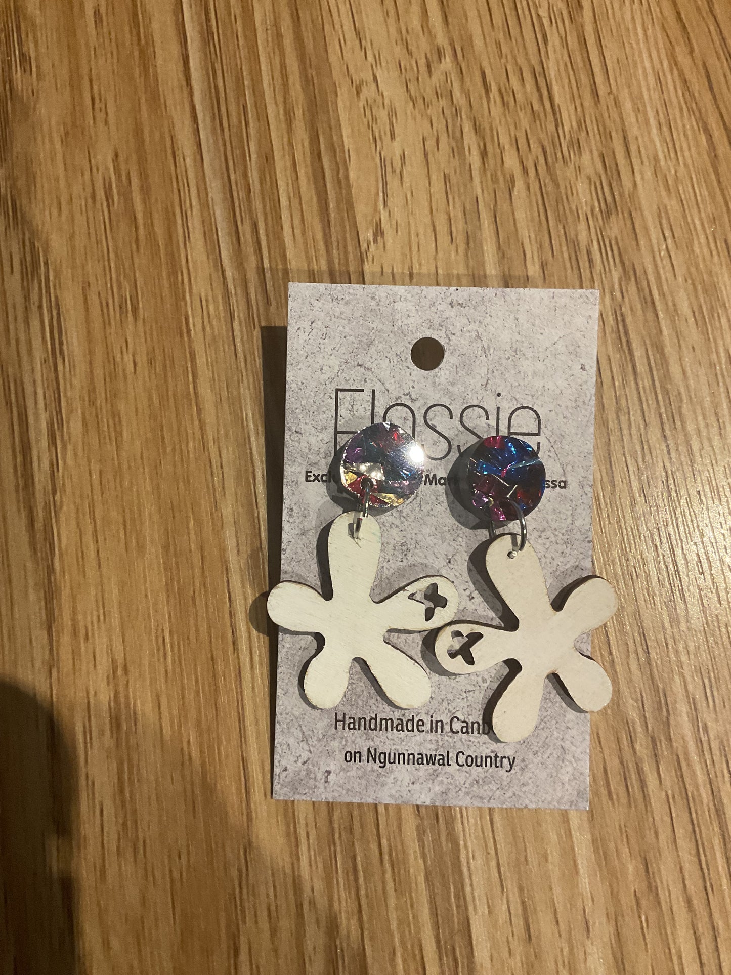 *Earrings Hand Painted Flower Dangles