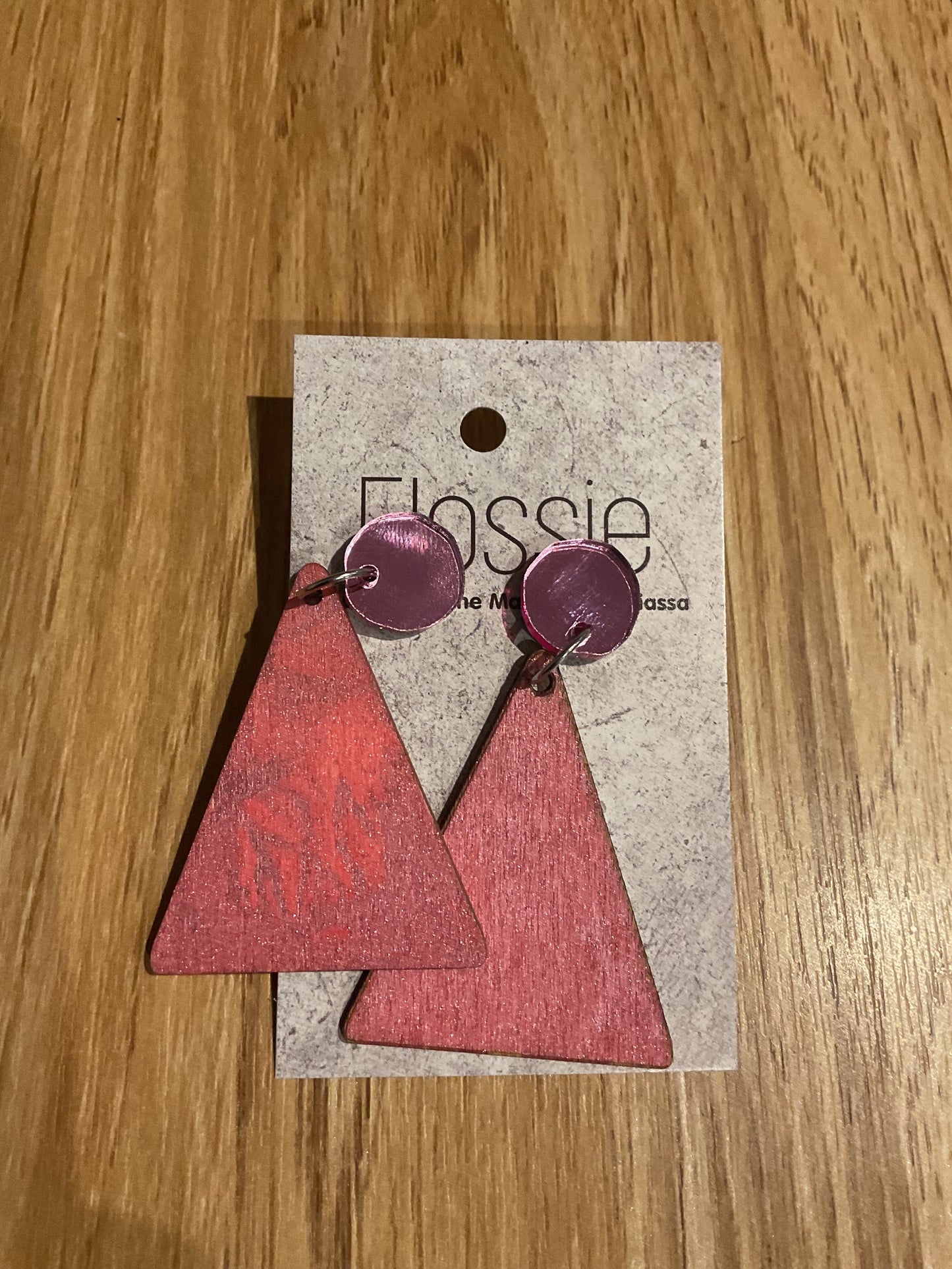 *Earrings Wooden Red Triangle Dangles