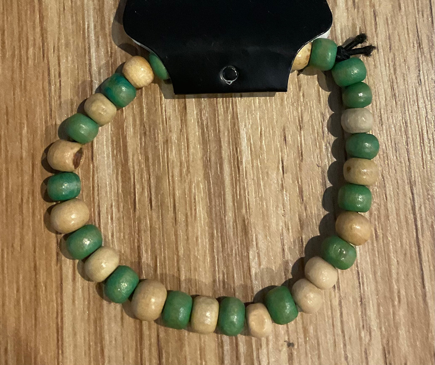 *Bracelet Wooden Beads Teal & Natural