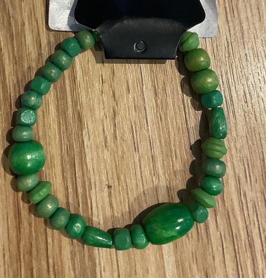 *Bracelet Wooden Beads Green