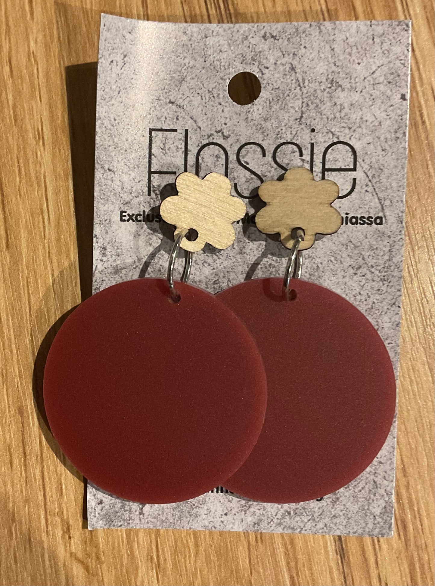 *Earrings 4cm Round Chocolate Dangles