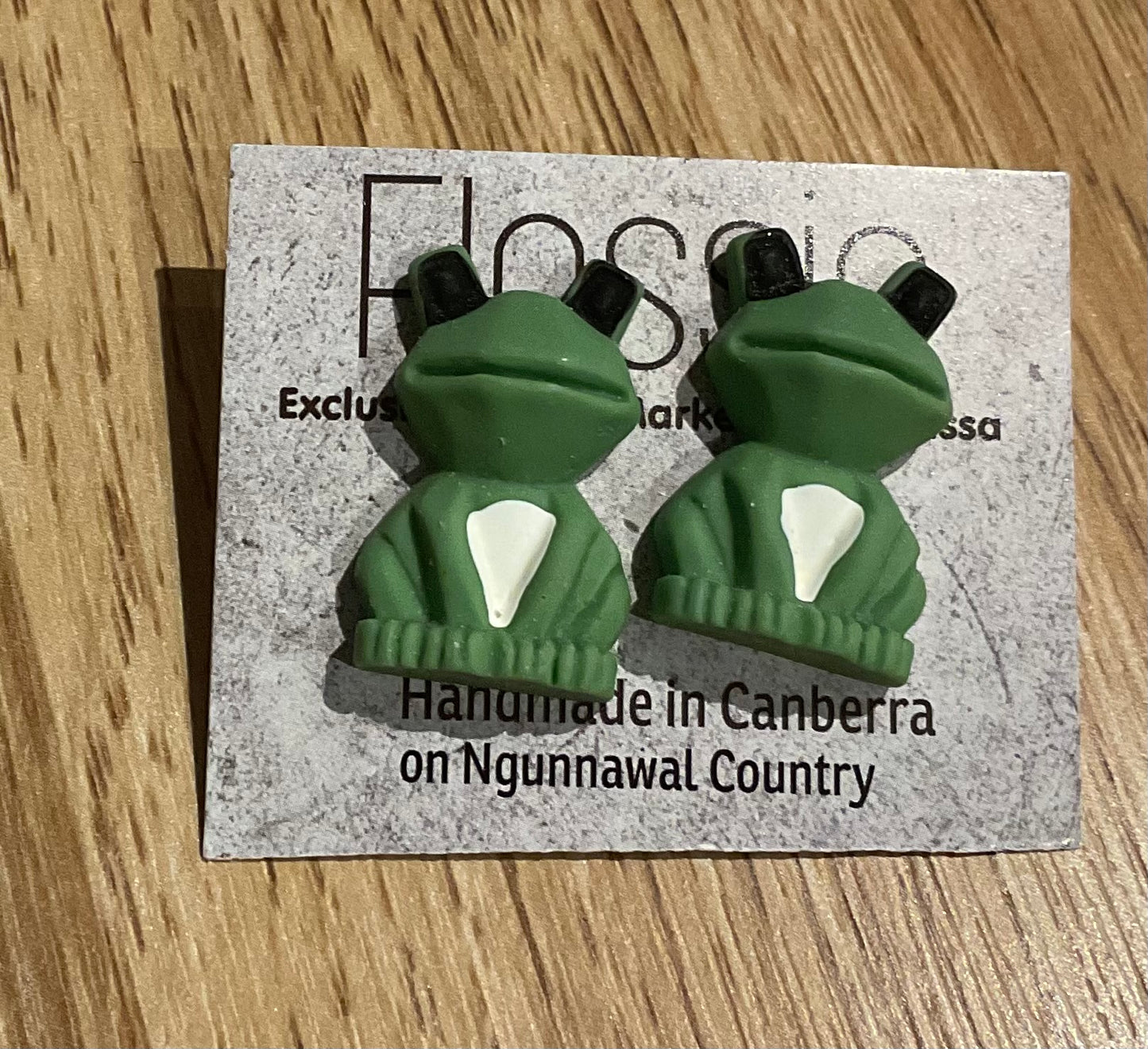 *Earrings Big Green Frogs Studs