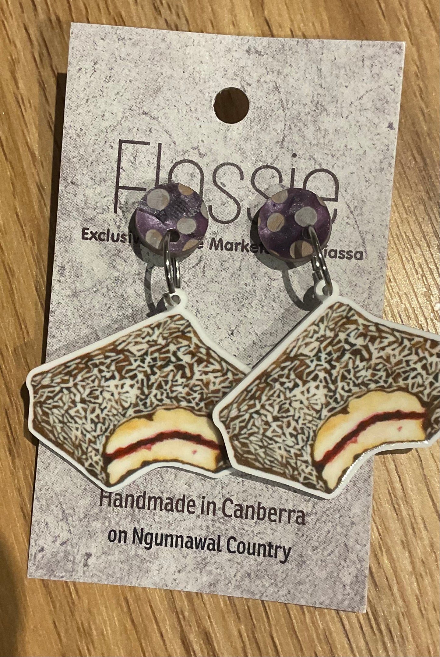 *Earrings Lamington Dangles
