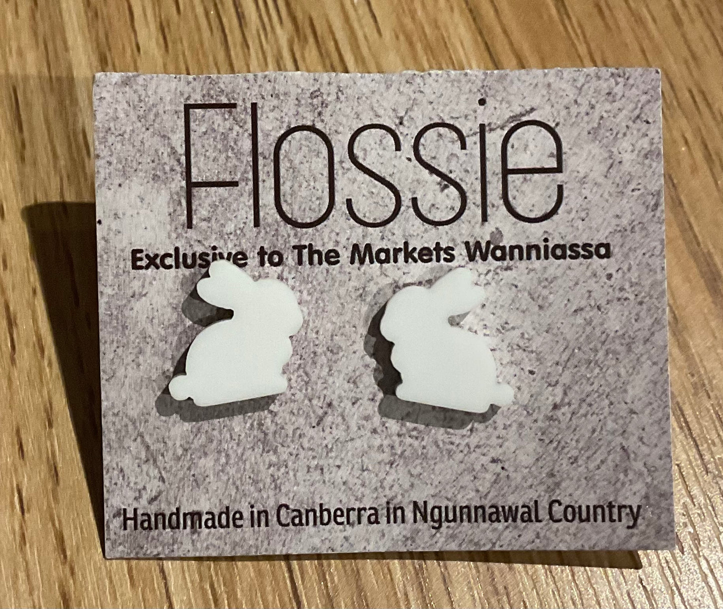 *Earrings White Bunny Studs