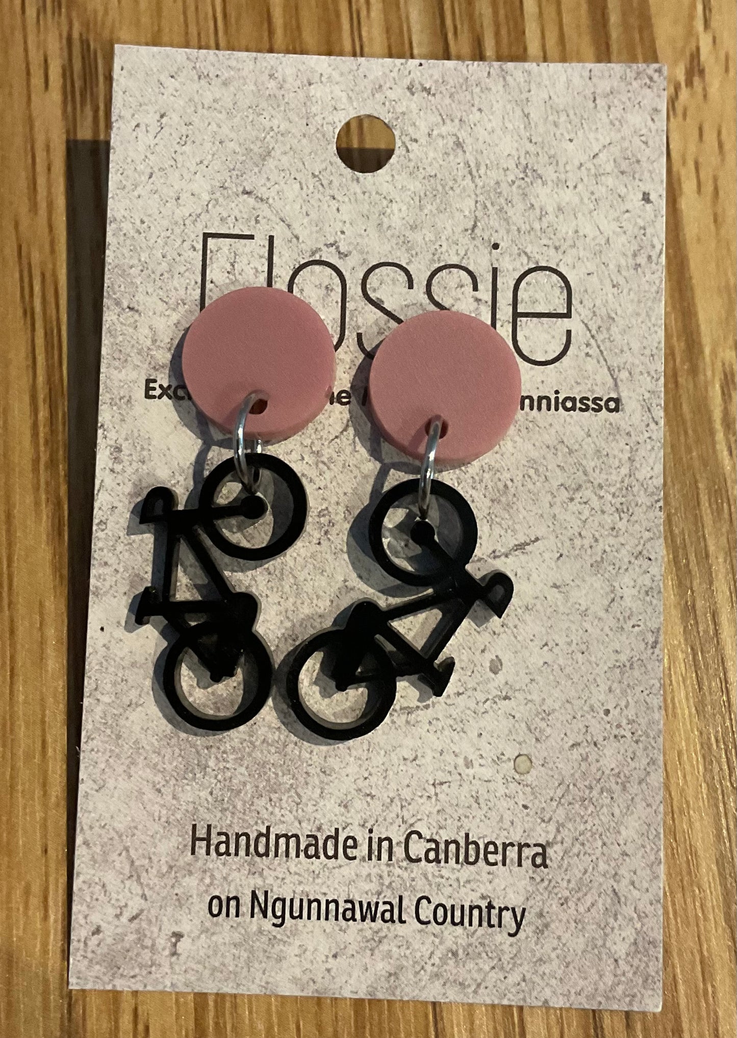 *Earrings Acrylic Black Bicycle Dangles