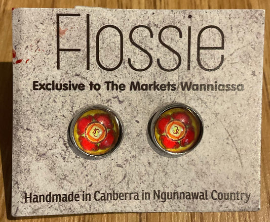 *Earrings Printed Glass Dome Studs