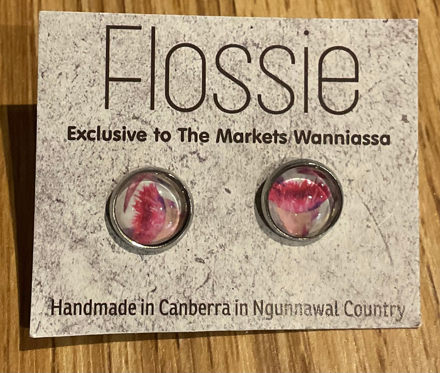 *Earrings Printed Glass Dome Studs