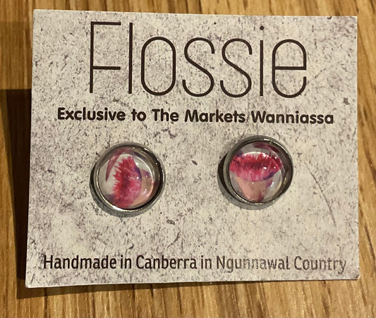*Earrings Printed Glass Dome Studs