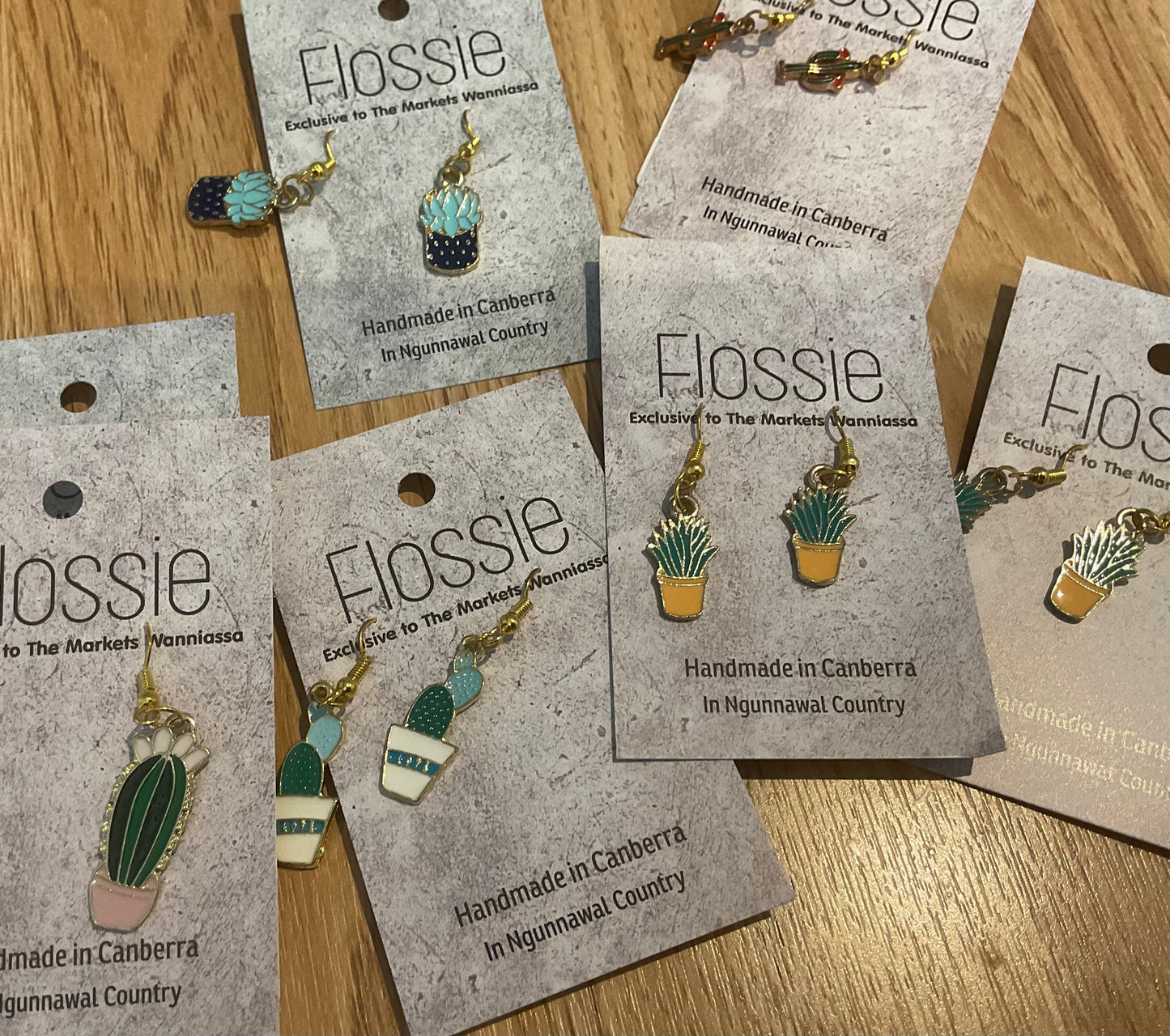 *Earrings Gold Plated Cactus Dangles