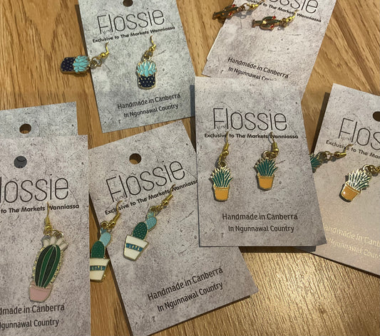 *Earrings Gold Plated Cactus Dangles