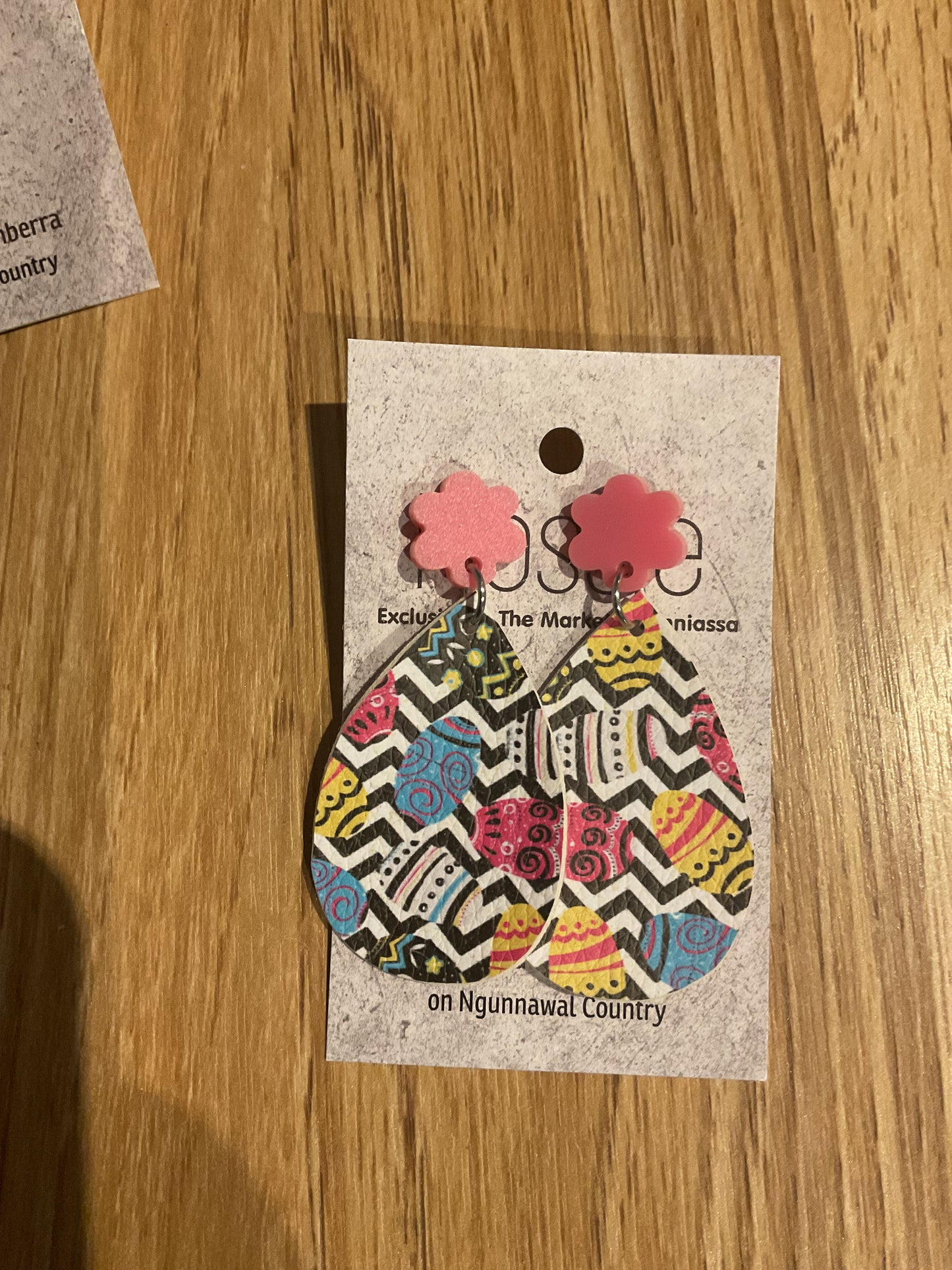 *Earrings Vinyl Easter Egg Print Dangles