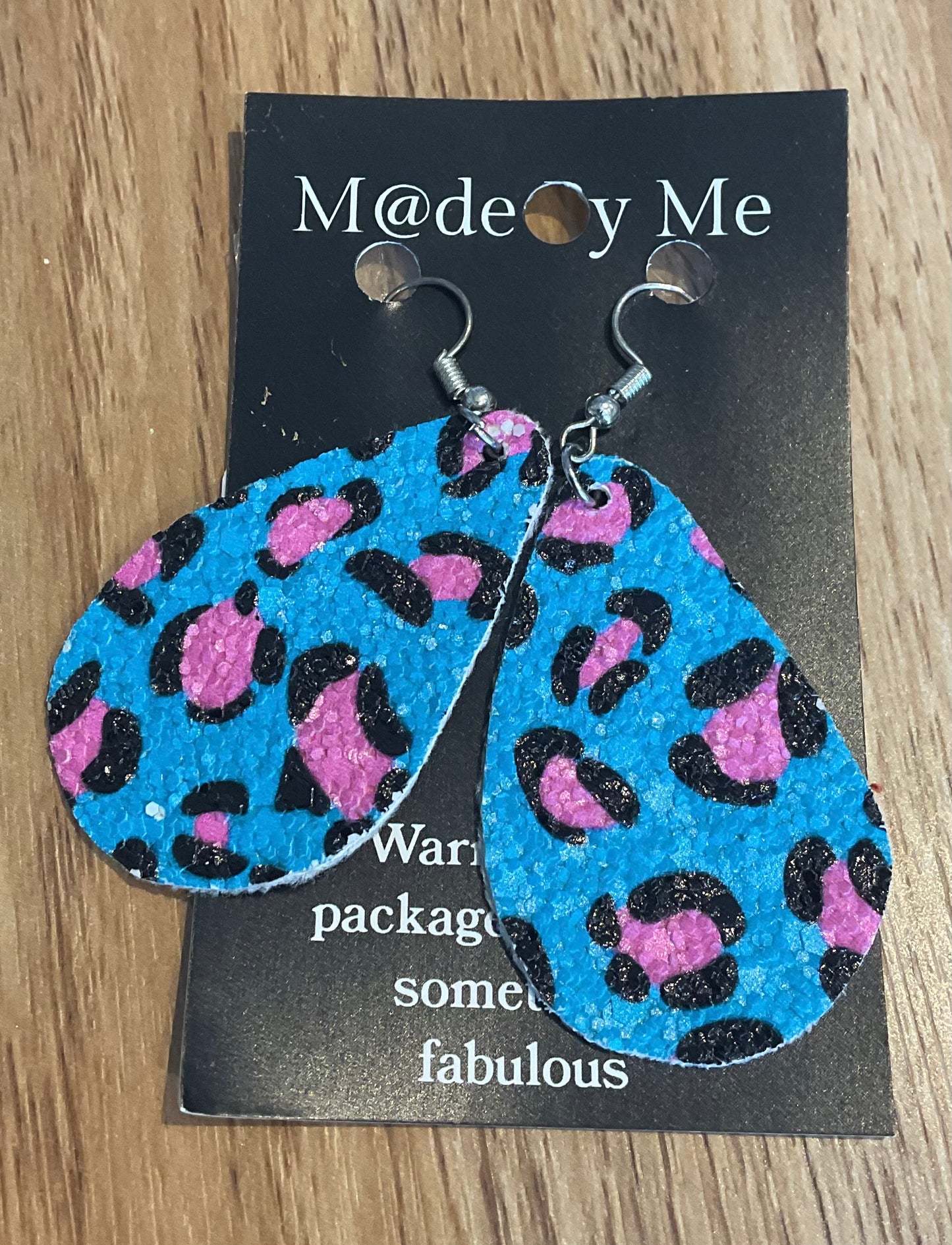 *Earrings Vinyl  Glitter Animal Print Dangles