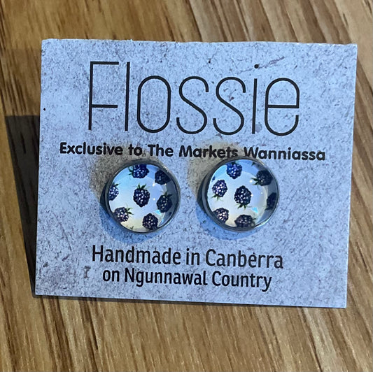 *Earrings Berry Glass Dome Studs