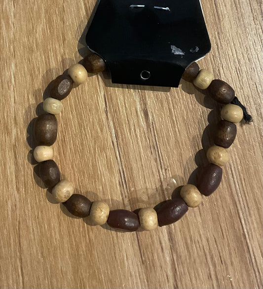 *Bracelet Wooden Beads Brown & Natural