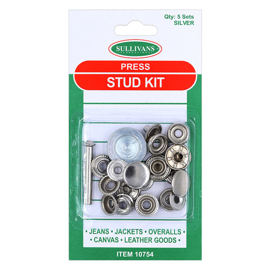 Press Stud Kit 5 pack 15mm - Silver