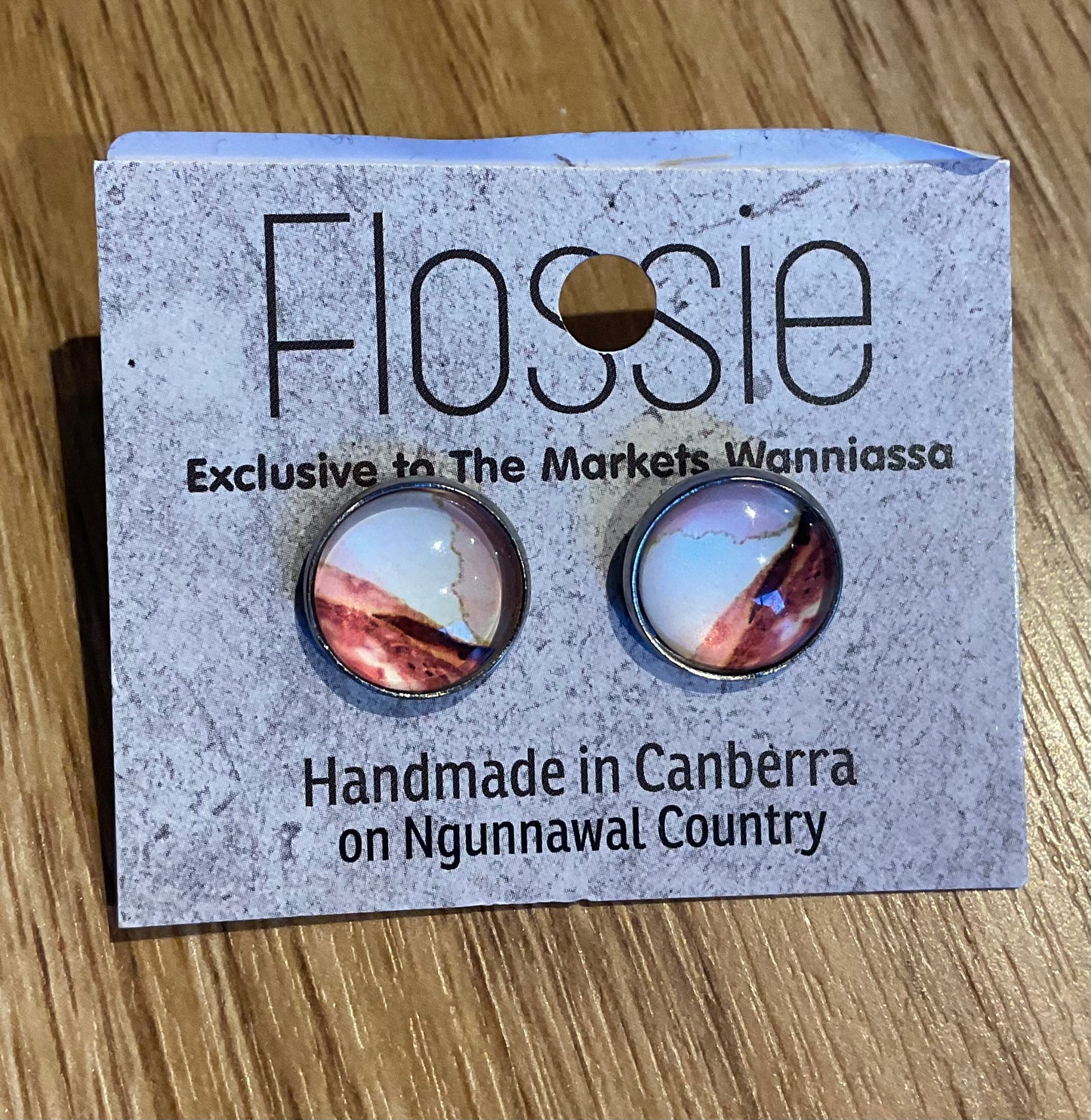*Earrings Earthy Tones Glass Dome Studs