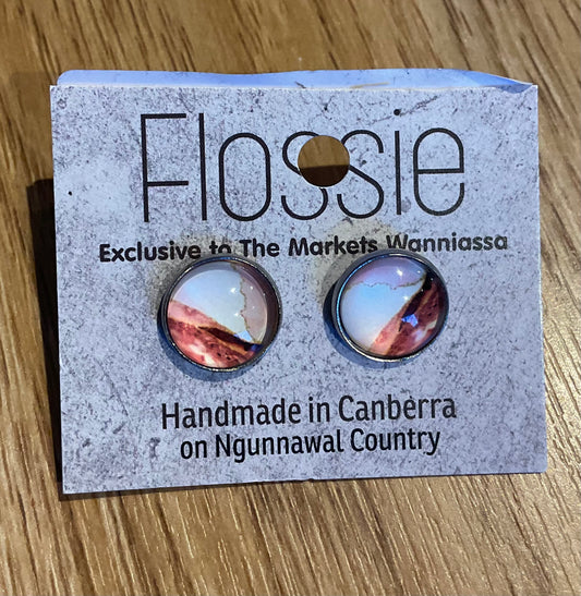 *Earrings Earthy Tones Glass Dome Studs