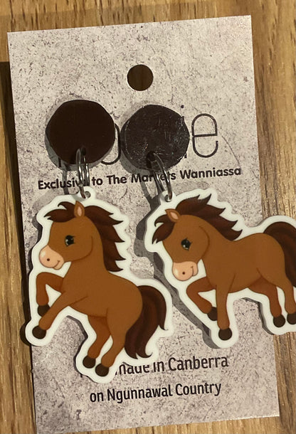 *Earrings Brown Pony Dangles